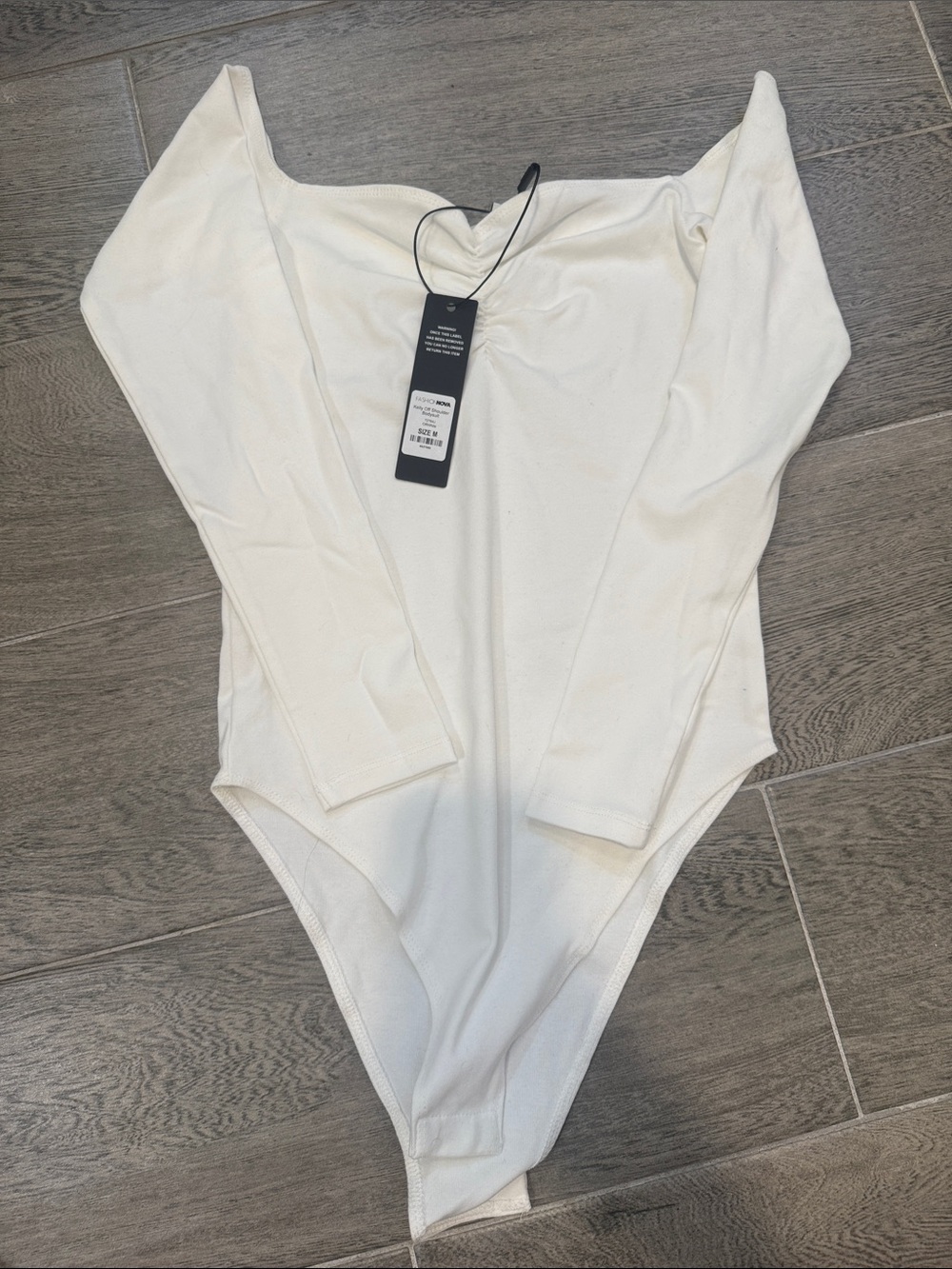 Fashion Nova White Long Sleeve Bodysuit